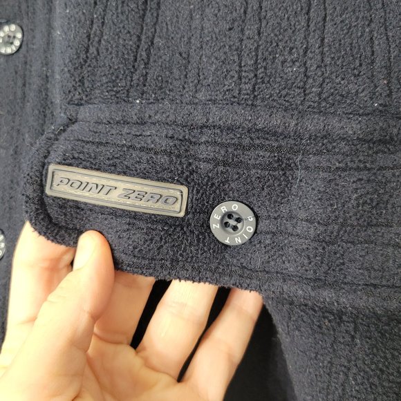 Point Zero Men's Navy Polyester Heavy Weight Button Down Textured Jacket Large - Picture 6 of 10